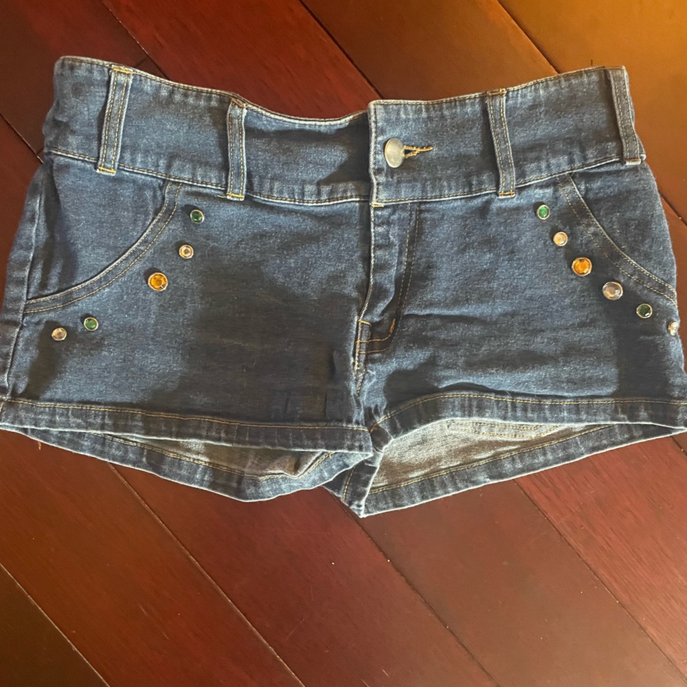Badazzled Jean low waist denim mini shorts
